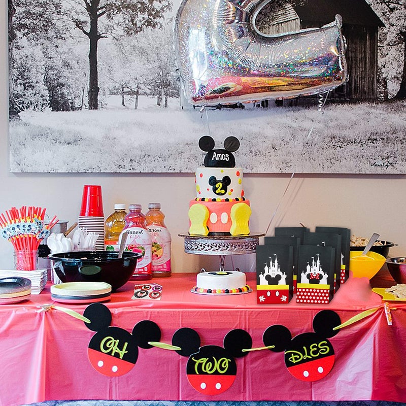 MOAXMOA Party favor Gift Bags Candy Treat Bags Birthday Baby Shower Wedding Mickey Minnie Theme Decorations Supplies with Stickers Set of 24 - Image 3